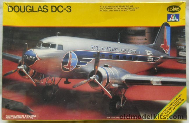 Testors 1/72 Douglas DC-3 - Eastern / Western / Pan Am Airlines, 879 plastic model kit